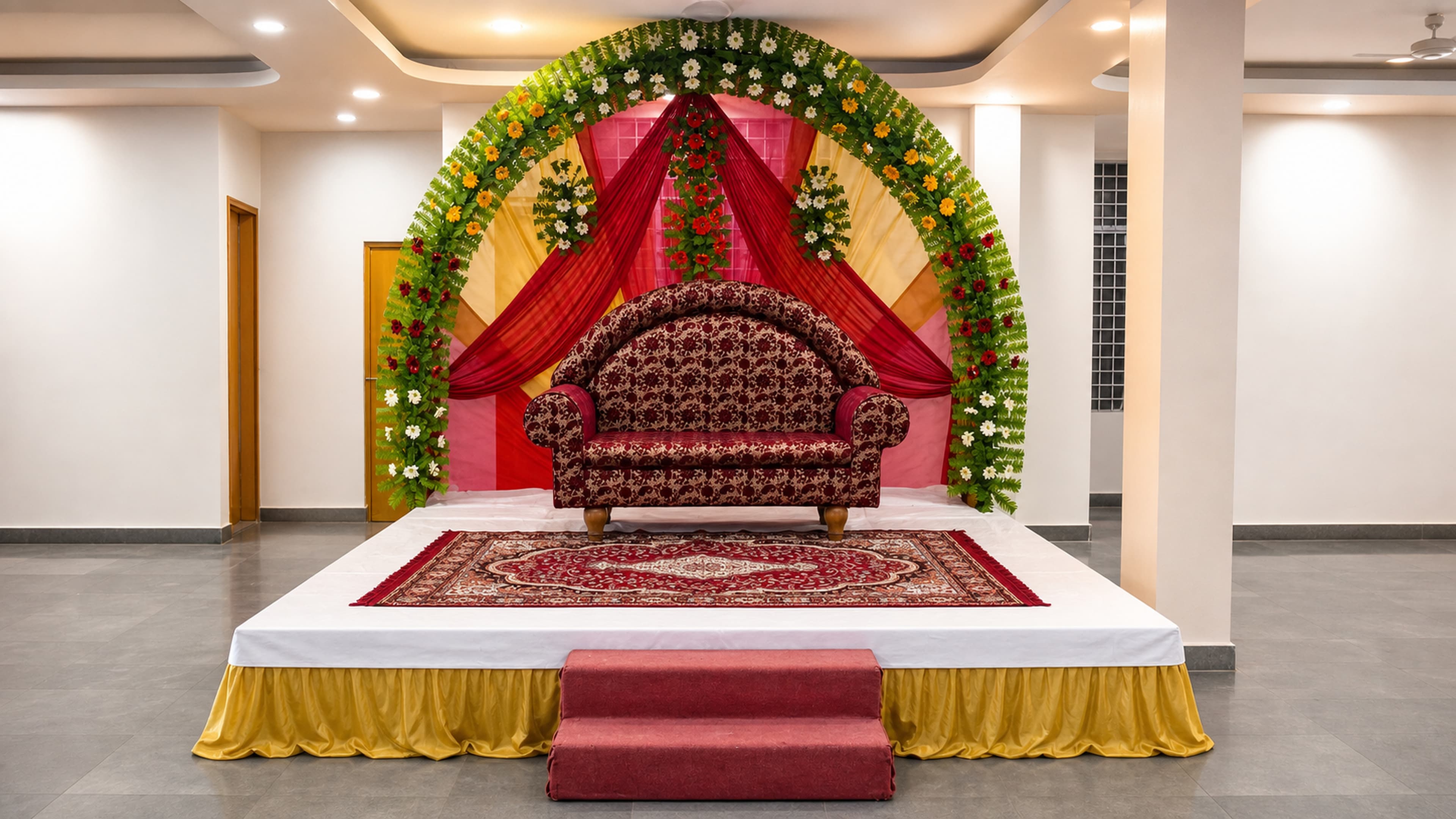 The hall arranged for a wedding function